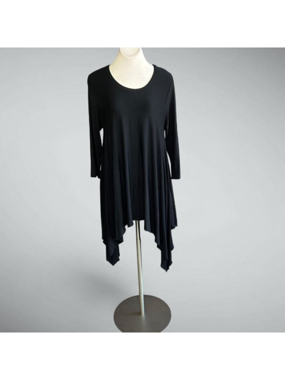 Comfy USA Black Handkerchief Hem Casual Loungewear Knit Dress Size Large